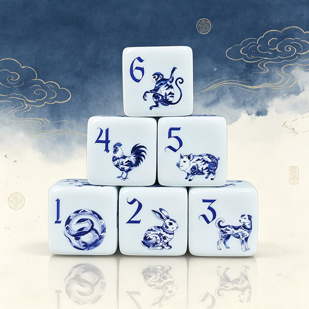 Zodiac Party Games - 12Pcs 16MM D6 Printed Acrylic Blue