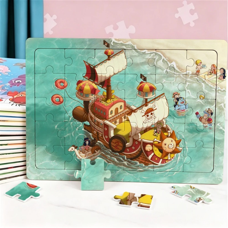 Party Games At Home - 30pcs One Piece Puzzle Cartoon Anime