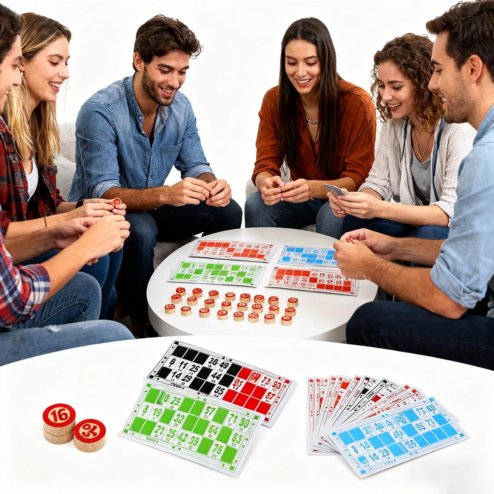 Party Games Large Groups - Bingo Card Game Vintage Wooden Interactive