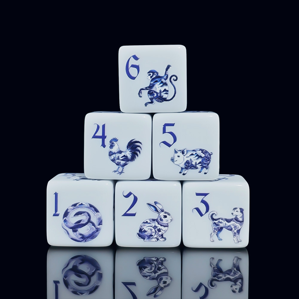 12Pcs 16MM D6 Printed Acrylic  - Zodiac Party Games ulasan dan harga