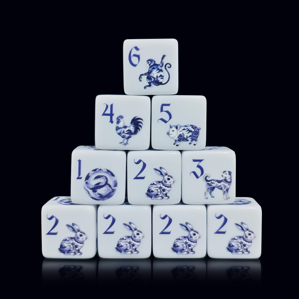 12Pcs 16MM D6 Printed Acrylic  - Zodiac Party Games ulasan dan harga