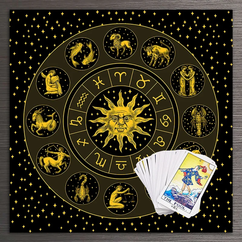 Tarot Cloth Gold Sun Zodiac Ve - Zodiac Party Games ulasan dan harga