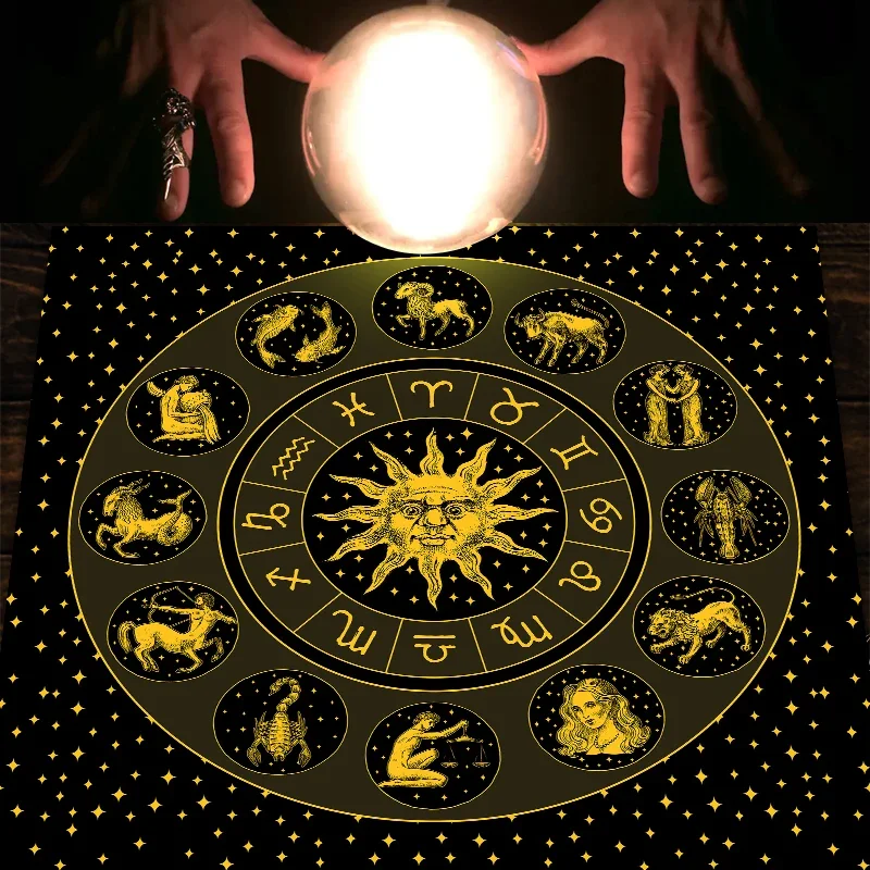 Tarot Cloth Gold Sun Zodiac Ve - Zodiac Party Games ulasan dan harga