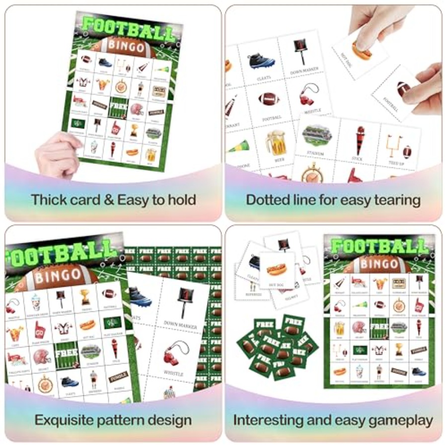 Football Party Bingo Game Card - Party Games Large Groups ulasan dan harga